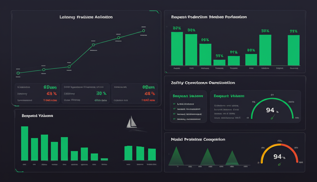 LeapGuard AI Performance Dashboard showing latency reduction, cost savings, and safety compliance metrics